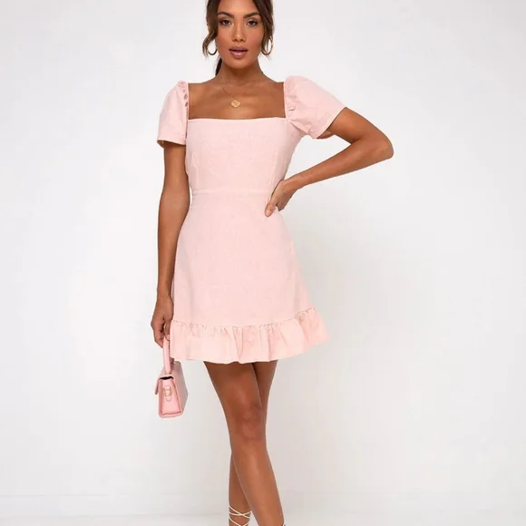 white christmas dresses Riasi Ruffle Hem Chiffon Mini Dress in Mint , V Neck main image 0